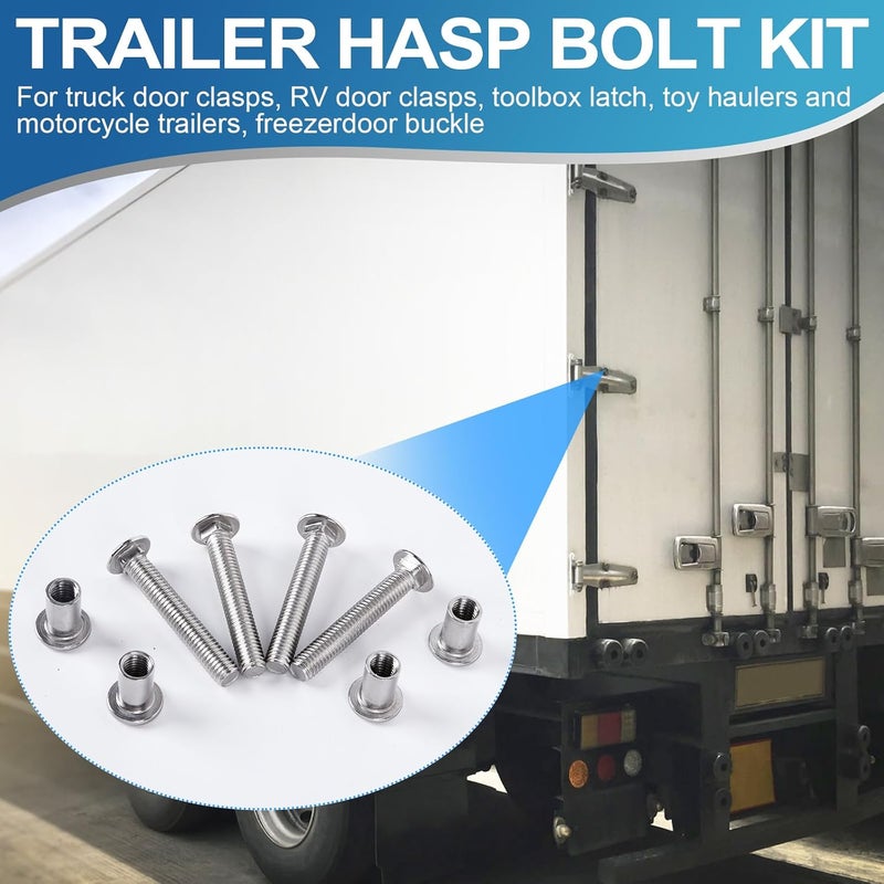 KishYa 8 Pcs Trailer Hasp Bolt Kit for Trailer Cam Action Hasp, Trailer Hasp Bolt Kit, 2 in Stainless Steel Trailer Hasp Bolt for Cam Bar Lock - Image 5